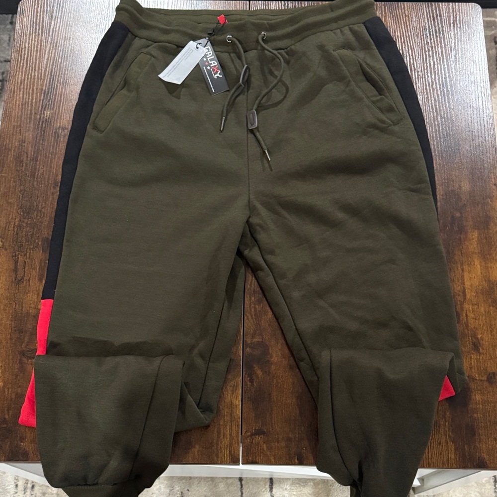 Galaxy by Harvic Men’s Olive Sweatpants-Brand New-Size 2XL